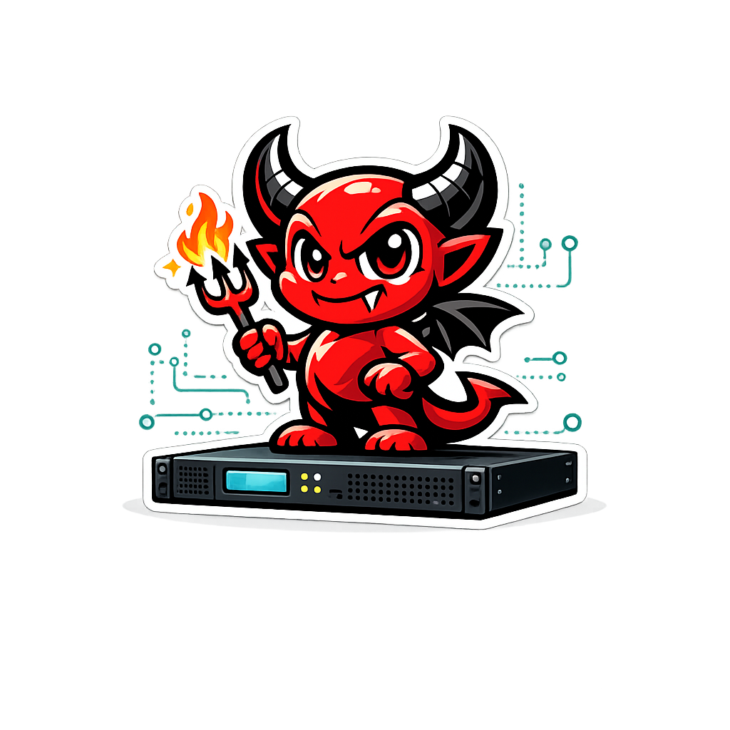 IMP mascot on server hardware